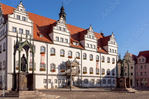 Das historische Rathaus in der Lutherstadt Wittenberg, Sachsen-Anhalt