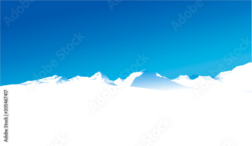 Winter landscape with high mountains