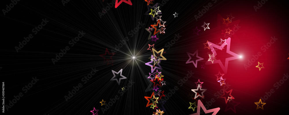 Fototapeta premium Fantastic Christmas panorama design with glowing stars