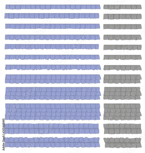 Ruffle trim fashion brush pattern elements colorable by stroke color
