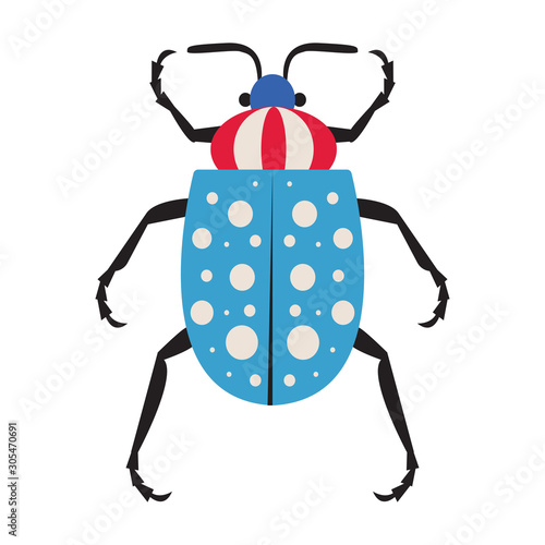 Dotted Exotic Tropical Bug Icon in Flat