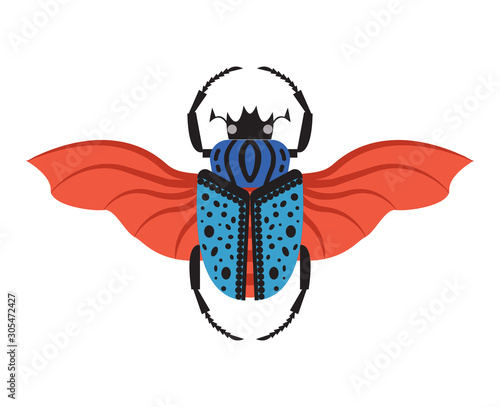 Colorful Goliath Beetle Icon in Flat Design
