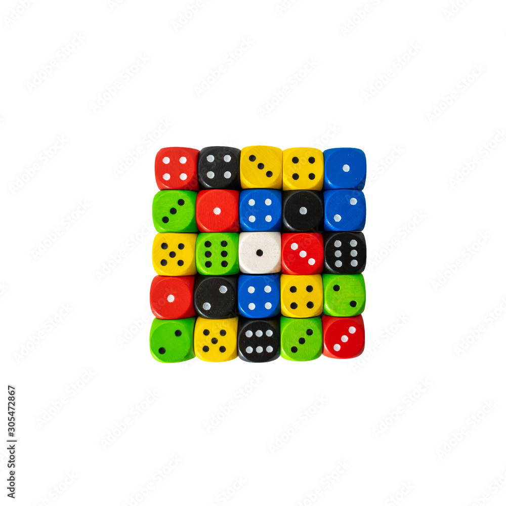 Obraz premium gaming dices isolated on white background, victory, chance, lucky. Top view.