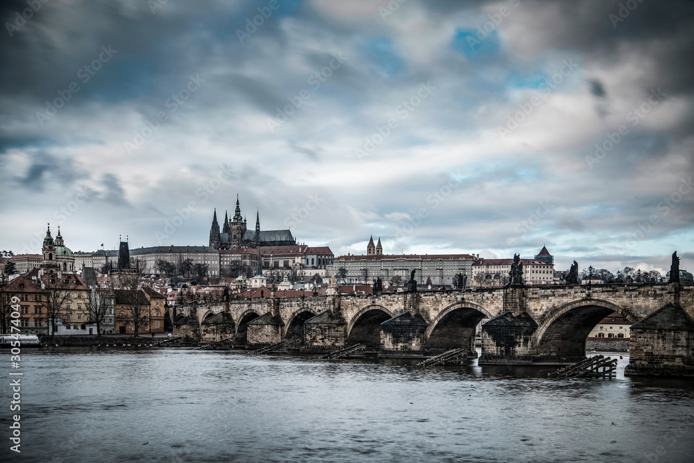 Ancient bridge in old europe town