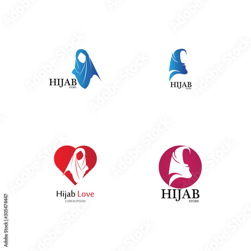 muslimah hijab logo template vector illustration design-vector