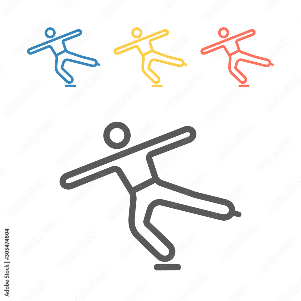 Figure skating line icon. Vector signs for web graphics Figure skating line icon. Vector signs for web graphics