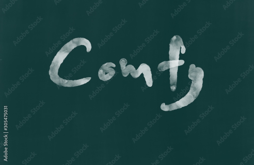 conceptual slang word .The word Comfy on blackboard background conceptual slang word .The word Comfy on blackboard background