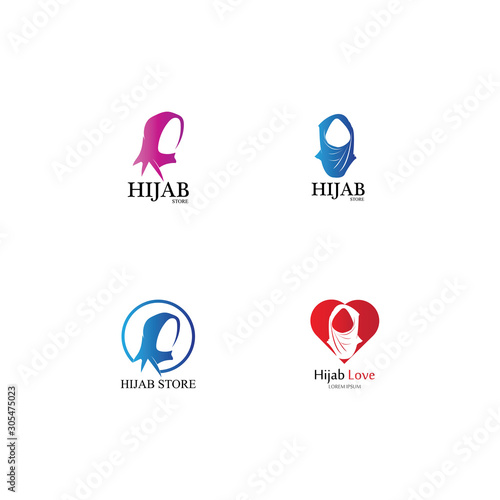 muslimah hijab logo template vector illustration design-vector