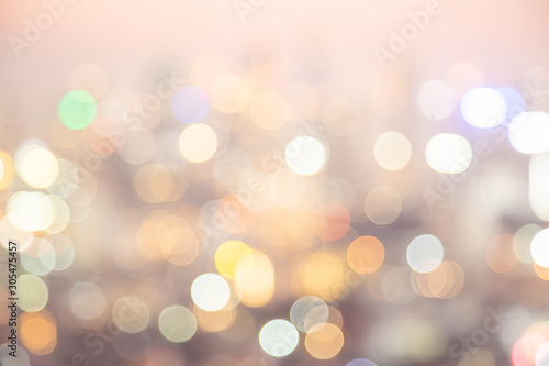 Bokeh  light in the fastival in the evening at Bangkok   Thailand. Abstract bokeh yellow light of the city in night time and soft color.