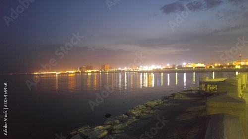 light night beachside view  seashore