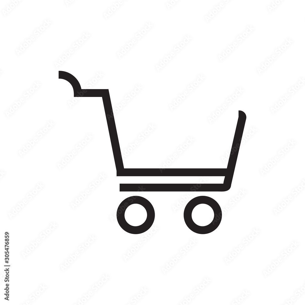 Black line Trolley icon isolated on white background. Basket, cart, commerce concept. Vector Illustration Black line Trolley icon isolated on white background. Basket, cart, commerce concept. Vector Illustration