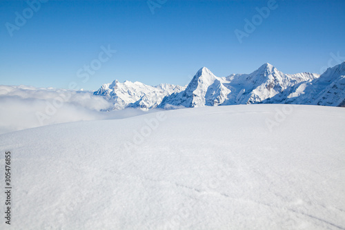 amazing snow covered peaks in the Swiss alps Jungfrau region from Schilthorn © Melinda Nagy