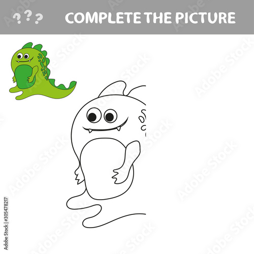 Vector illustration of Cartoon dinosaur - Coloring book and puzzle for kids