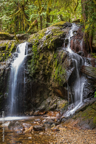 Small mountain creek in Vancouver, Canada. Long exposure water flow. © karamysh