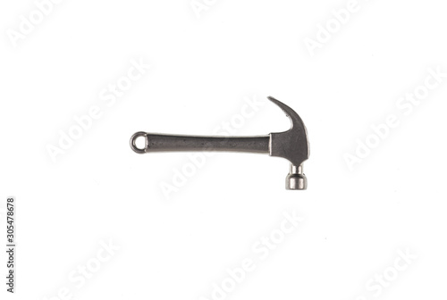 steel hammer, key chain isolated on a white background photo