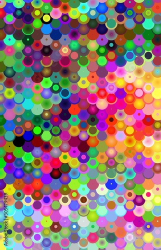 Vibrant colored random circle shapes background.