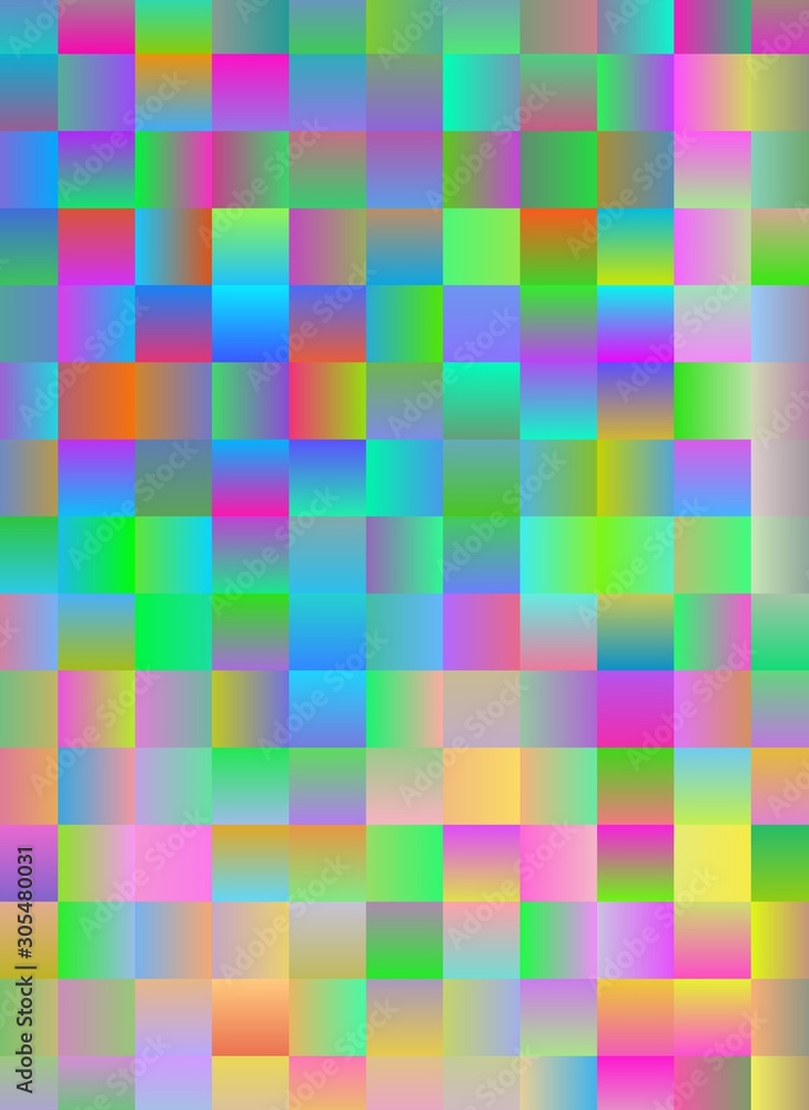 Simple mosaic art background with shiny colored square shapes.