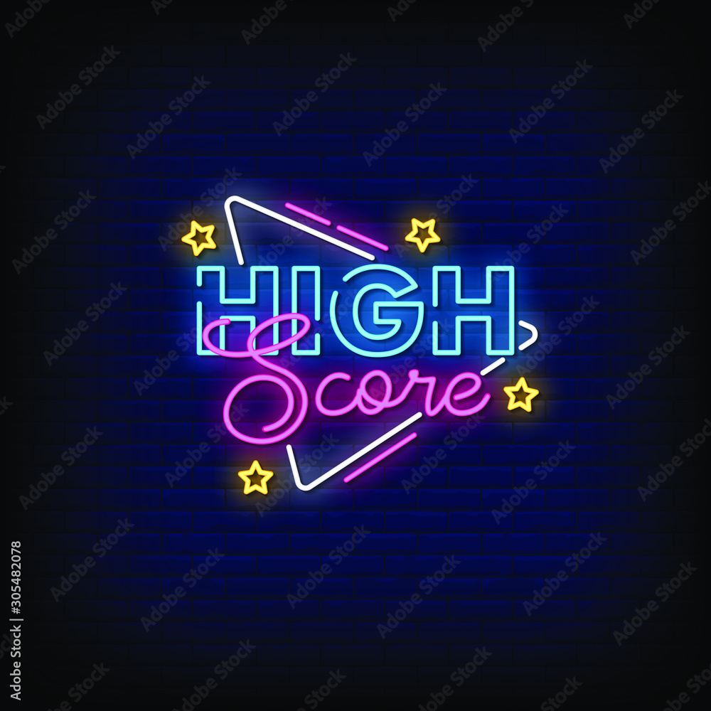 High Score Neon Signs Style Text Vector High Score Neon Signs Style Text Vector