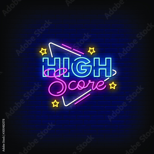 High Score Neon Signs Style Text Vector