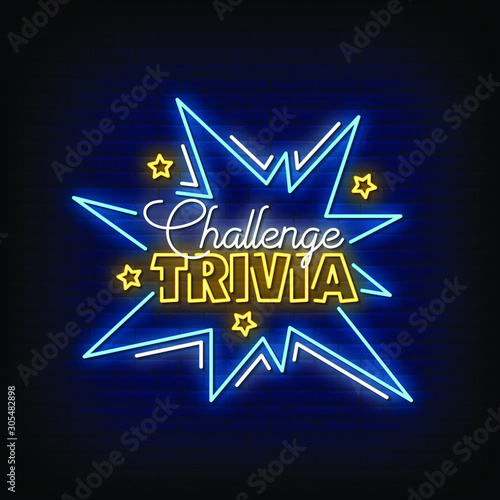 Challenge Trivia Neon Signs Style Text Vector