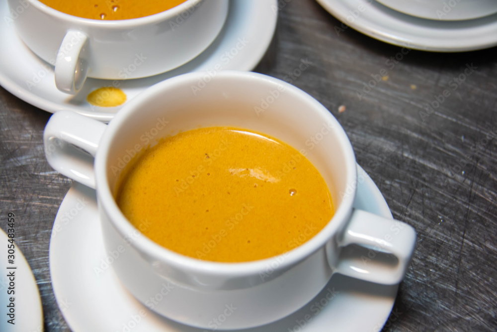 pumpkin soup in white cup gourmet pumpkin soup in white cup gourmet