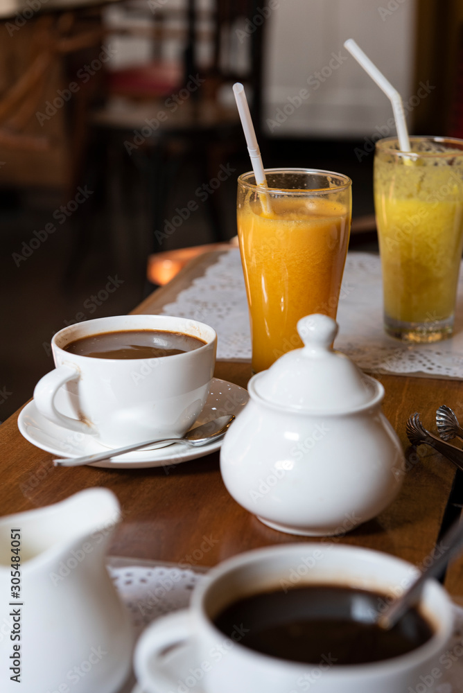 Coffee and fresh juice in cafe Coffee and fresh juice in cafe