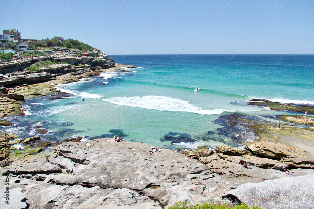 Bondi Beach in Sydney, Australia. Idyllic beach in the eastern suburbs of Sydney.