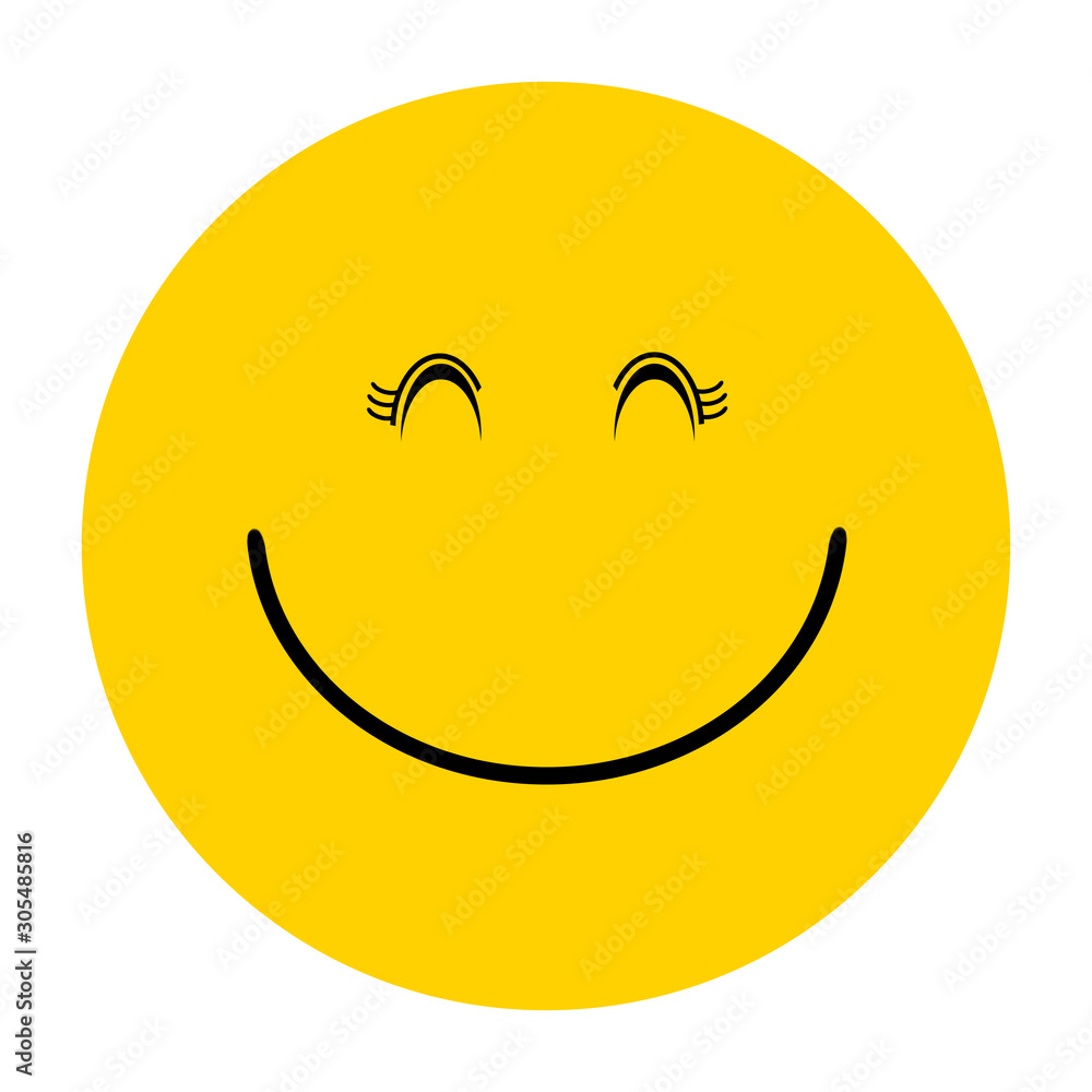 Smiley yellow face emoji on a white background.