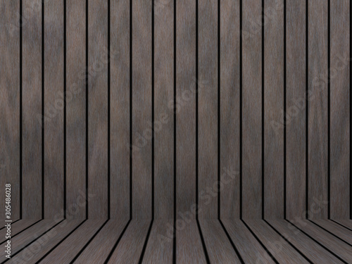 Wood texture background pattern. Dark hardwood planks surface of wooden board floor wall fence. Abstract timber decorative illustration.