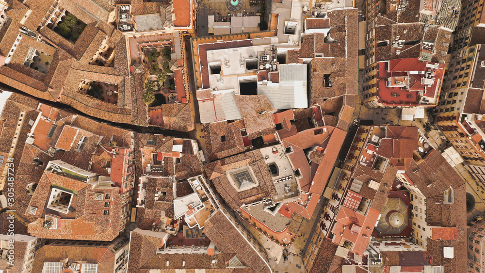 Aerial view of beatiful ancient city with wonderful roofs, Malaga, Spain Aerial view of beatiful ancient city with wonderful roofs, Malaga, Spain