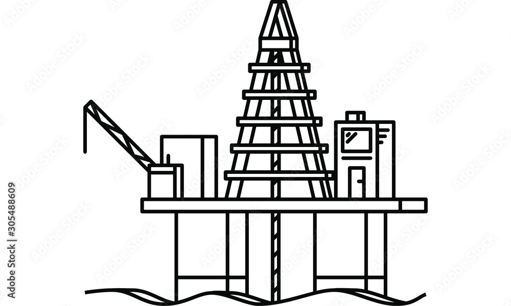 Illustration Icon Symbol of an Oil Rig Illustration Icon Symbol of an Oil Rig