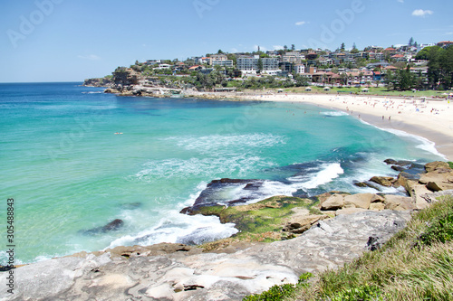 Bondi Beach in Sydney, Australia. Idyllic beach in the eastern suburbs of Sydney.