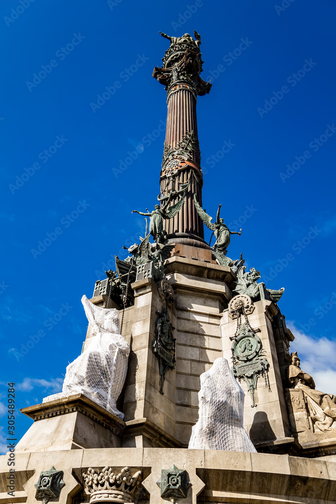 Monument of Christopher Columbus in Barcelona, Spain