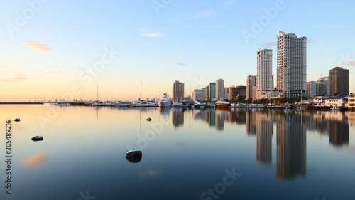 The beautiful skyline of Manila bay at sunset  The Philippines
