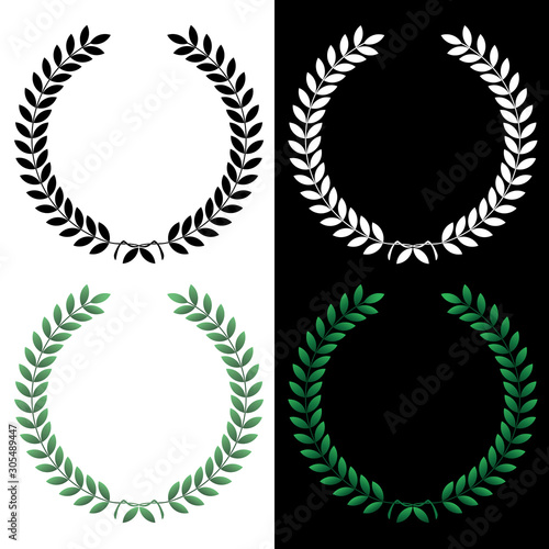 Certificate Award Style Wreath Isolated Vector Illustration in Color plus Black and White Line Art photo