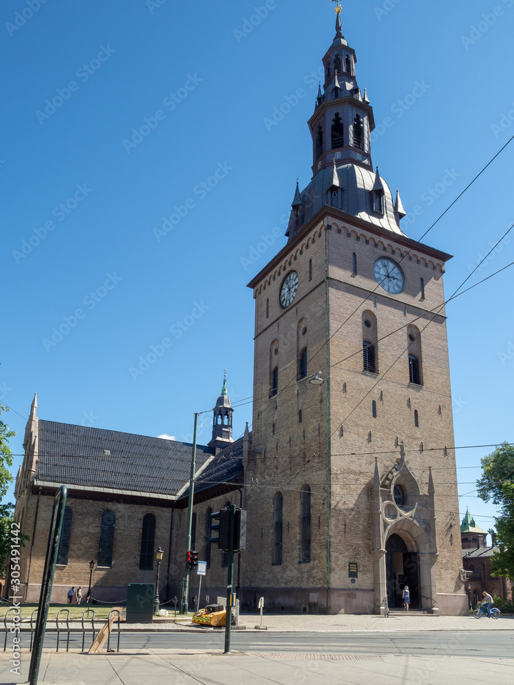 View of Oslo Cathedral (Oslo domkirke), Norway