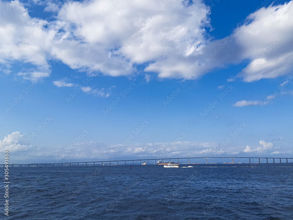 Landscape of Guanabara´s beach from Fiscal Island