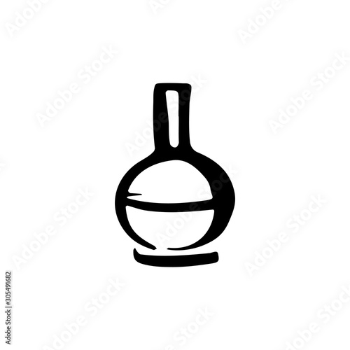 Perfume fragrance bottle sketch on white background
