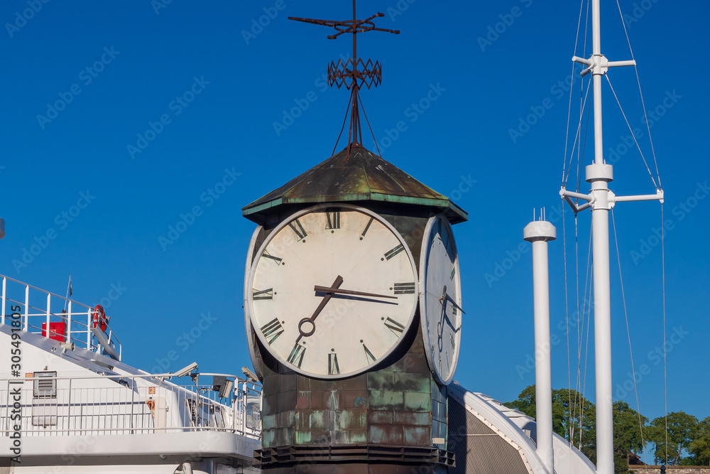The clock tower near Opera House in Oslo, Norway