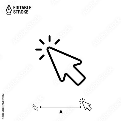 Click icon. Mouse cursor with editable stroke. Vector