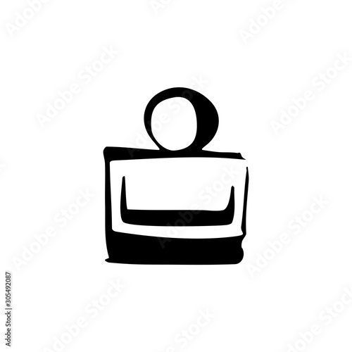 Perfume fragrance bottle sketch on white background