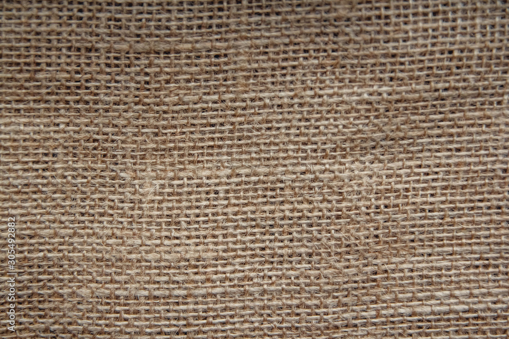 Burlap brown as a background image. Top view, copy space