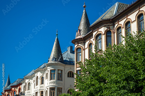 Obraz na płótnie Victorian homes and apartments in Oslo, Norway w salonie