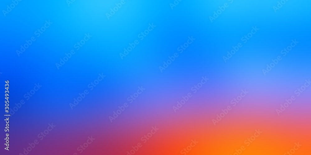 Background sunrise in sky empty. Orange shine on blue colorful banner. Blurred texture. Defocused abstract illustration.