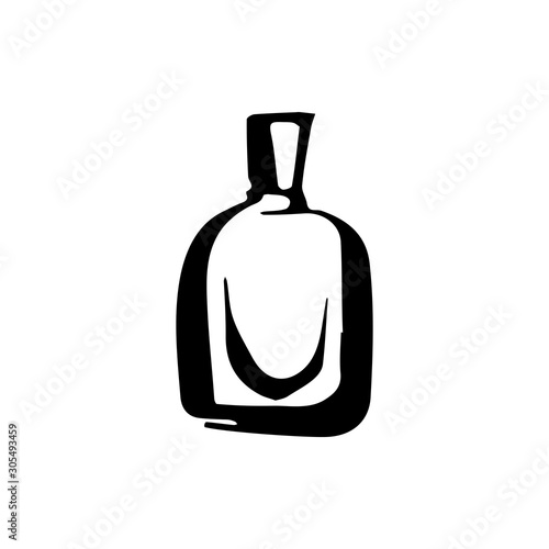 Perfume fragrance bottle sketch on white background