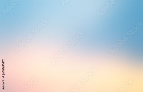 Morning sky abstract background. Blurred texture. Golden glow on blue illustration.
