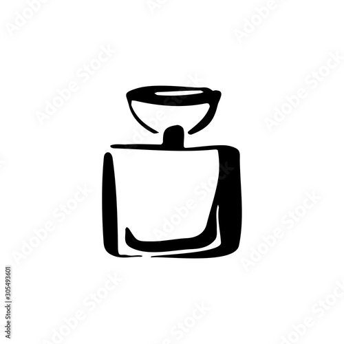 Perfume fragrance bottle sketch on white background