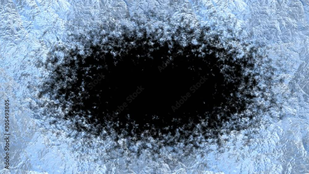 Ice Freezing Animation of the Screen from Borders to the Center with Alpha on black background, alpha channel, Green screen backround.