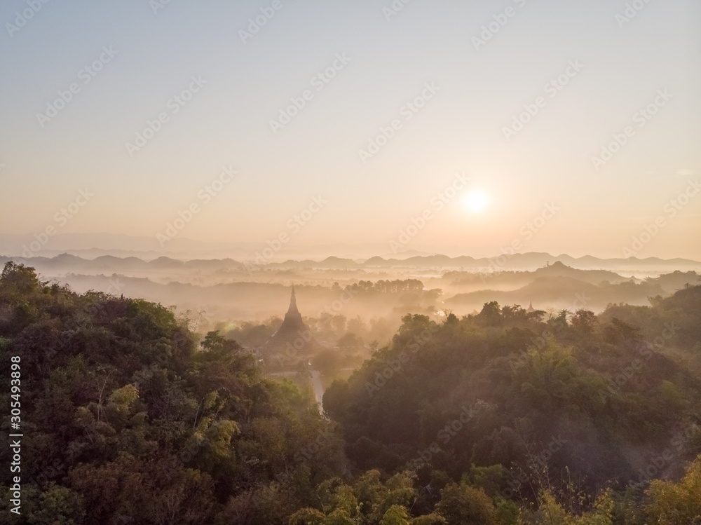 Aerial view of Mrauk-U pagoda in Myanmar. Aerial view of Mrauk-U pagoda in Myanmar.