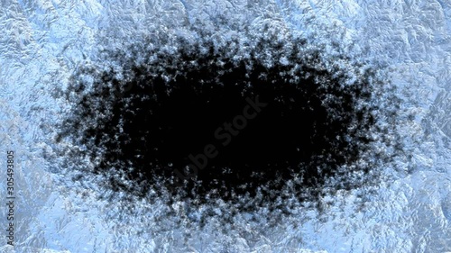 Ice Freezing Animation of the Screen from Borders to the Center with Alpha on black background, alpha channel, Green screen backround.